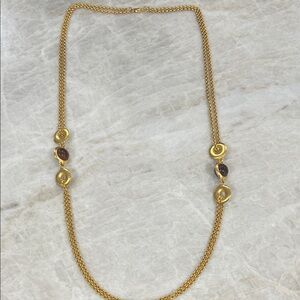 Elegant Gold Necklace with Brown Accents